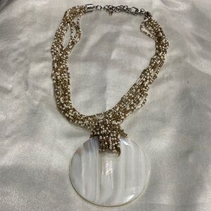 Elegant Pearl and Tan Beaded Necklace